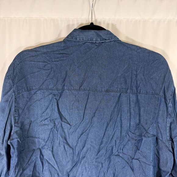 Jane Delancey Chambray Blouse Women Small Blue Button Up Long Sleeve Lightweight - Picture 9 of 12